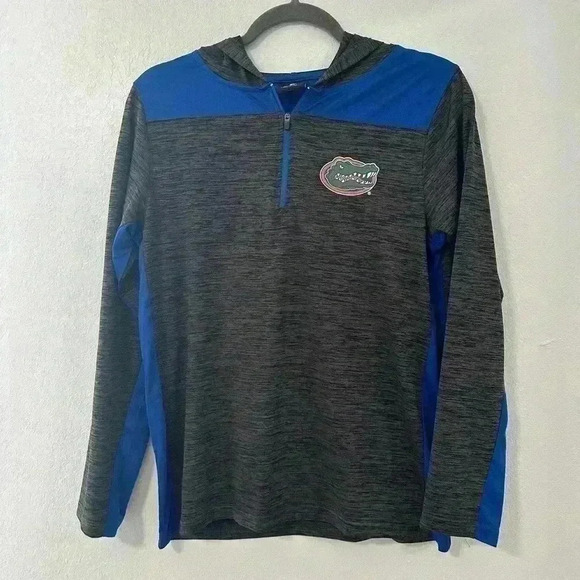 260. Boys Youth Heathered Black Florida Gators Quick Kick Quarter-Zip Hoodie - Picture 4 of 5